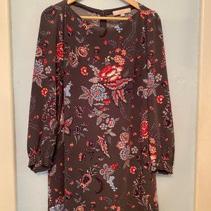 LOFT, LP, Grey multi-colored Shift dress